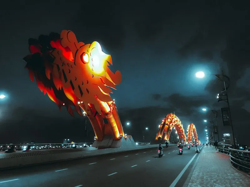 City road with light trails at night